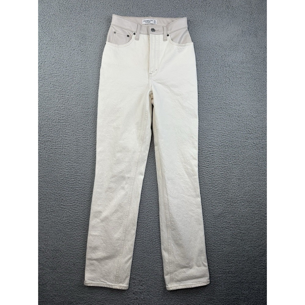 Abercrombie Fitch Jeans Women 25-0 White Curve Love 90s Straight Ultra High Rise